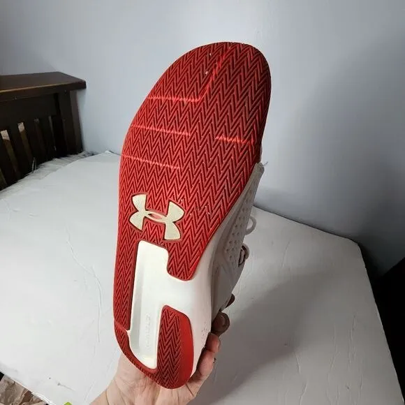 Men UA Under Armour Torch Basketball Shoes Sneakers White &amp; Red 3020620-101
