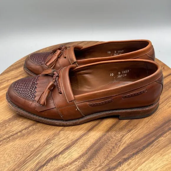 Men’s Allen Edmonds Cody Brown Leather Tassel Kiltie Loafers Shoes Size 10 D