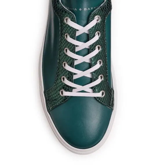Mens Billy Leather Low Top Sneaker in Ebony Olive