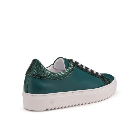 Mens Billy Leather Low Top Sneaker in Ebony Olive