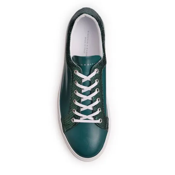 Mens Billy Leather Low Top Sneaker in Ebony Olive