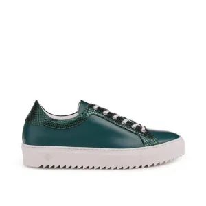 Mens Billy Leather Low Top Sneaker in Ebony Olive