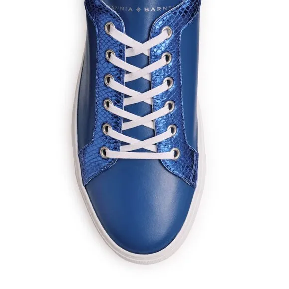 Mens Billy Leather Low Top Sneaker in Lapis Blue