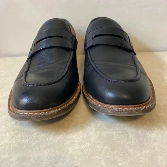 Men’s Black Leather Loafers Dress Shoes Size 9.5