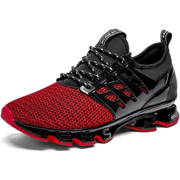 Men's Black Red Sneakers Sport Running Athletic Tennis Walking Shoes