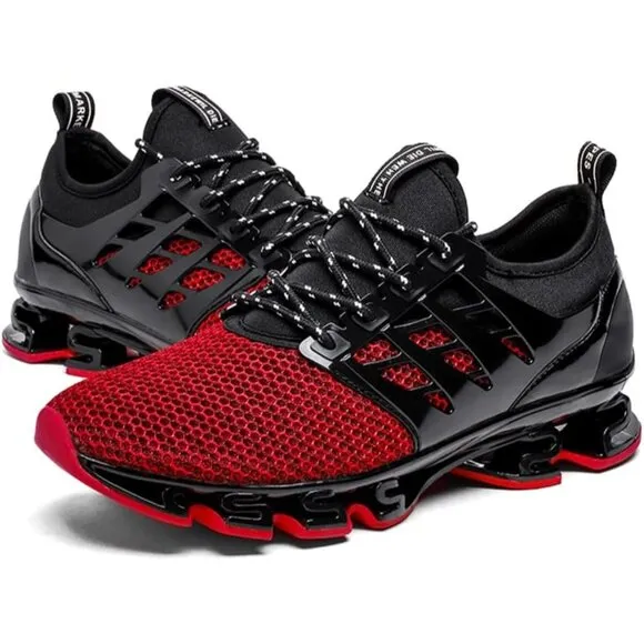 Men's Black Red Sneakers Sport Running Athletic Tennis Walking Shoes