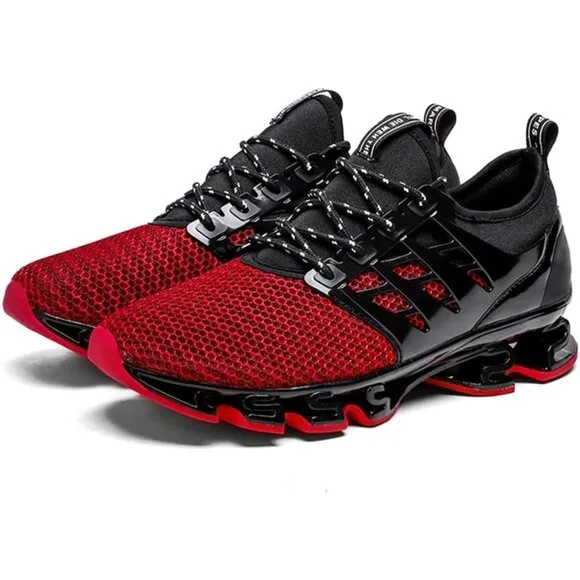 Men's Black Red Sneakers Sport Running Athletic Tennis Walking Shoes