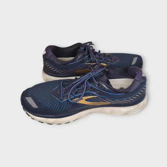 Mens Brooks Ghost 12 Blue &amp; Gold Running Shoes Sneakers Size 10