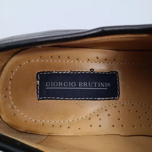 Mens Giorgio Brutini Dress Shoes 9M Black Lincoln Slip On‎ Casual Leather 249921