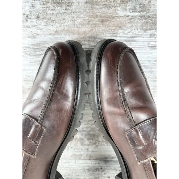 Men's Jack Erwin Carmine Lug Sole Brown Leather Penny Loafer Sz 10.5