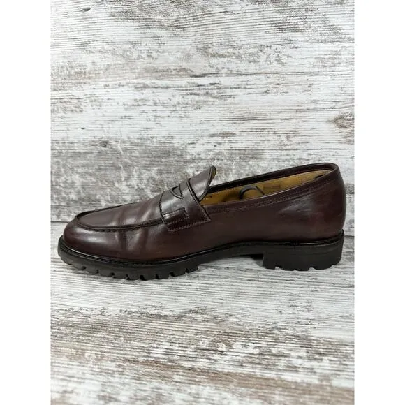 Men's Jack Erwin Carmine Lug Sole Brown Leather Penny Loafer Sz 10.5