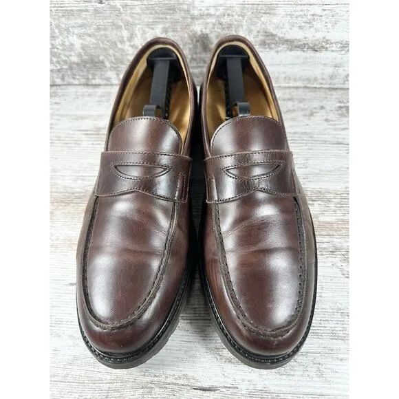 Men's Jack Erwin Carmine Lug Sole Brown Leather Penny Loafer Sz 10.5