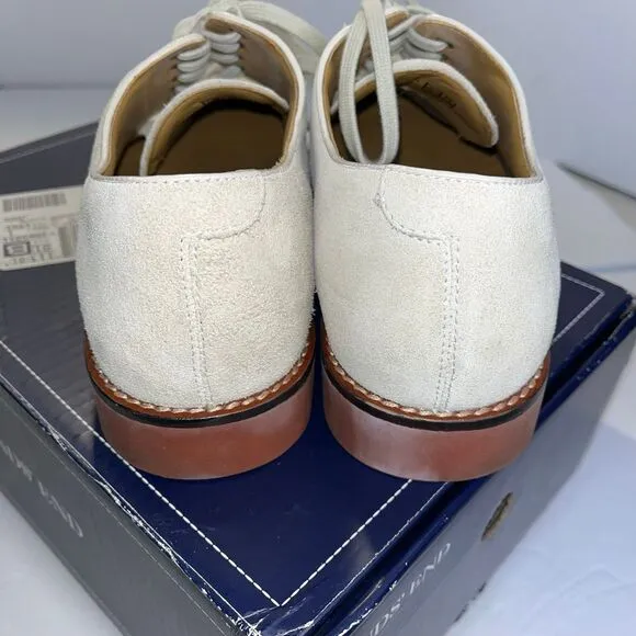 Mens Land's End Beige Bucks Lace-Up Oxford Shoes Nubuck‎ Leather size 11 D
