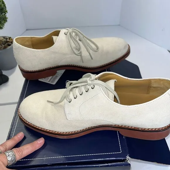 Mens Land's End Beige Bucks Lace-Up Oxford Shoes Nubuck‎ Leather size 11 D