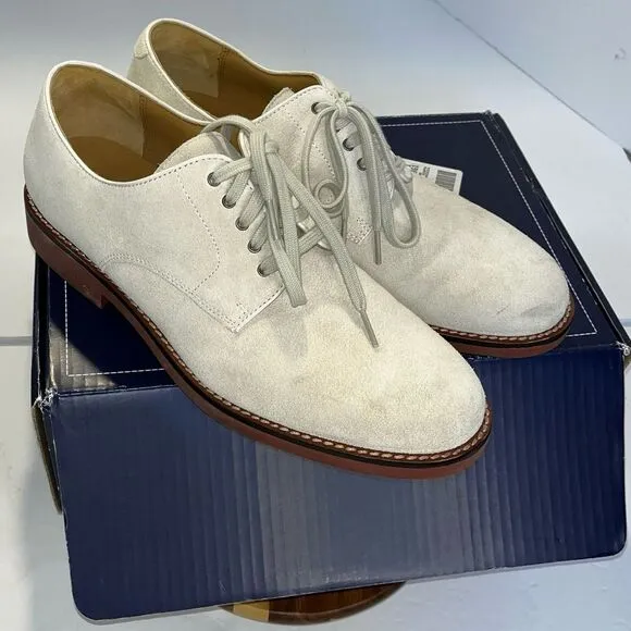 Mens Land's End Beige Bucks Lace-Up Oxford Shoes Nubuck‎ Leather size 11 D