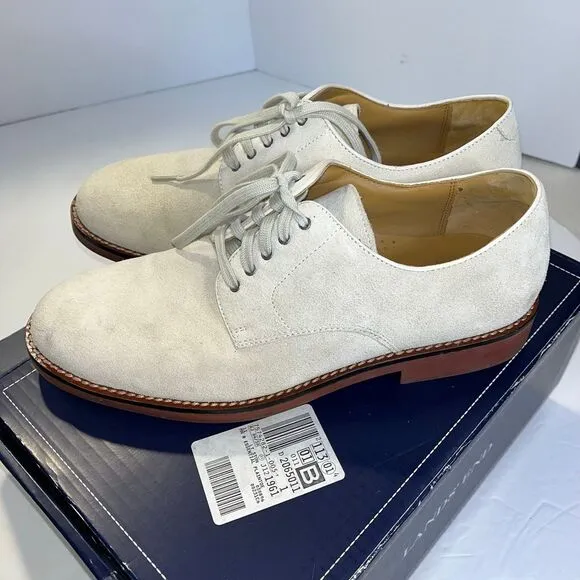 Mens Land's End Beige Bucks Lace-Up Oxford Shoes Nubuck‎ Leather size 11 D