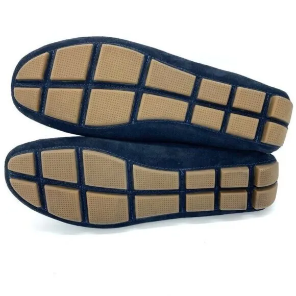 Mens Loafer Slippers Blue Suede Shearling Moc Toe New