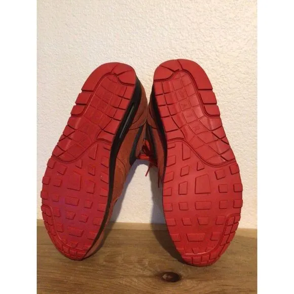 Men's Nike Air Max 1 PRM 512033-610 Red Pimento Suede Sz 10.5 Athletic Shoes‎