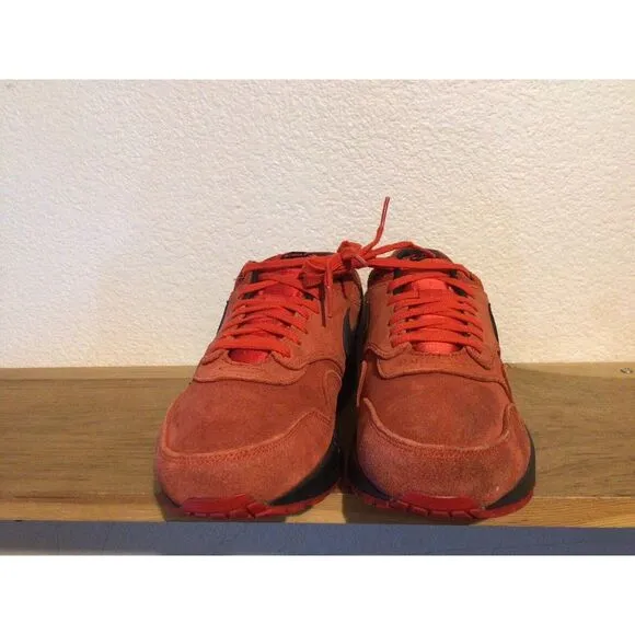 Men's Nike Air Max 1 PRM 512033-610 Red Pimento Suede Sz 10.5 Athletic Shoes‎
