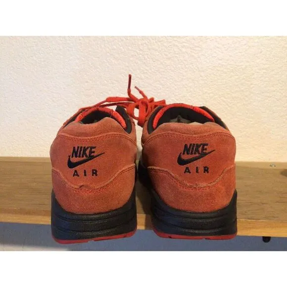 Men's Nike Air Max 1 PRM 512033-610 Red Pimento Suede Sz 10.5 Athletic Shoes‎