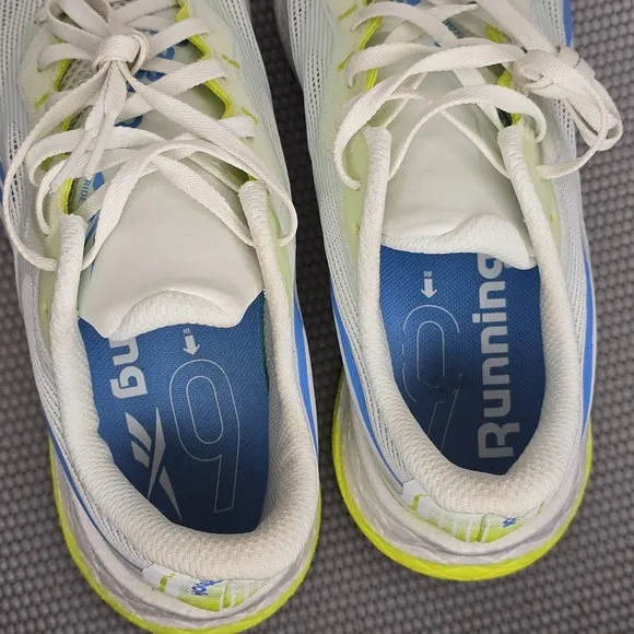 Men's Reebok Floatride Energy Symmetros, Size 7, Opal Glow/Blue/Acid Yellow
