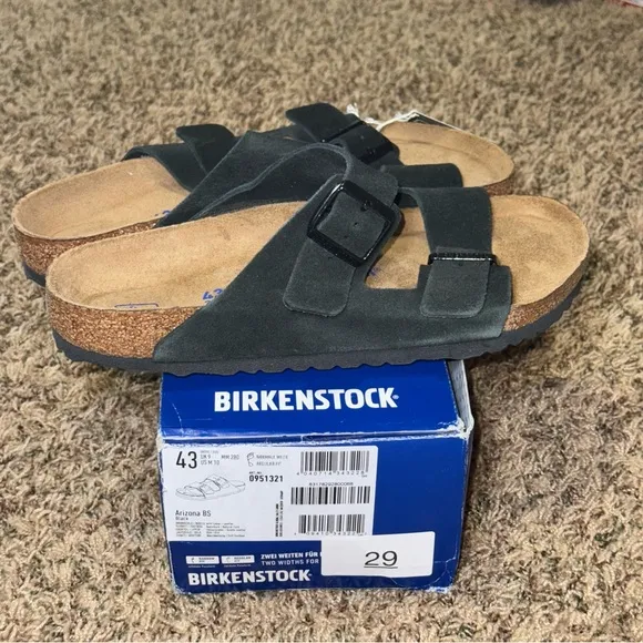 Men’s Shoes Birkenstock ARIZONA SOFT FOOTBED Sandals 0951321 BLACK SUEDE Size 10