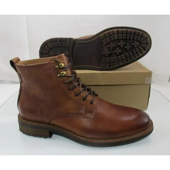 Men's Shoes Steve Madden Noby Lace Up Ankle Boots Tan Leather Size 11