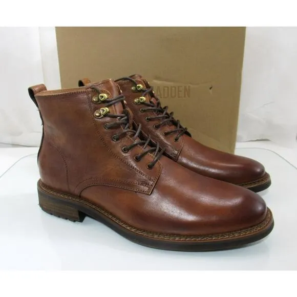 Men's Shoes Steve Madden Noby Lace Up Ankle Boots Tan Leather Size 11