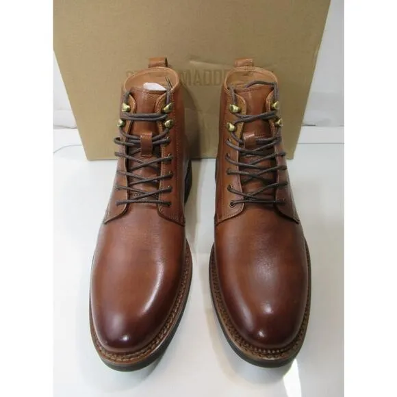 Men's Shoes Steve Madden Noby Lace Up Ankle Boots Tan Leather Size 11