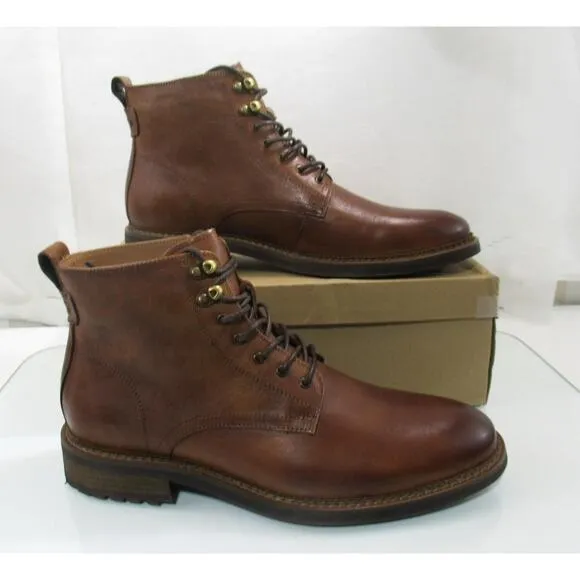 Men's Shoes Steve Madden Noby Lace Up Ankle Boots Tan Leather Size 11