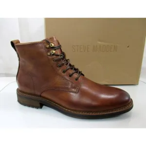 Men's Shoes Steve Madden Noby Lace Up Ankle Boots Tan Leather Size 11