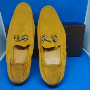 Men's Yellow Mustard Suede Horsebit Driver Loafers