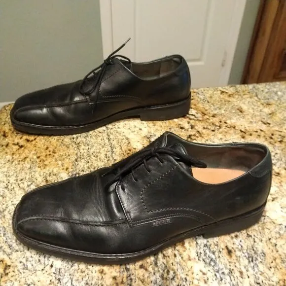 Mephisto Black Leather Goodyear Bicycle Toe Oxfords Lace Shoes Men Sz 13 US