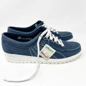 MEPHISTO BLUE SUEDE BRENIA TOPSTITCHED LACE WHITE SOLE SNEAKERS SHOES 11.5 NEW