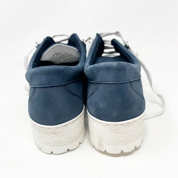 MEPHISTO BLUE SUEDE BRENIA TOPSTITCHED LACE WHITE SOLE SNEAKERS SHOES 11.5 NEW
