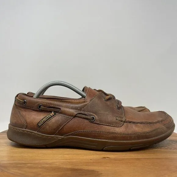 Mephisto Boat Shoes Men's 11 Spinnaker Tan Brown Leather Cool-Air Moccasins