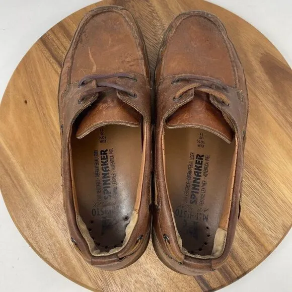 Mephisto Boat Shoes Men's 11 Spinnaker Tan Brown Leather Cool-Air Moccasins