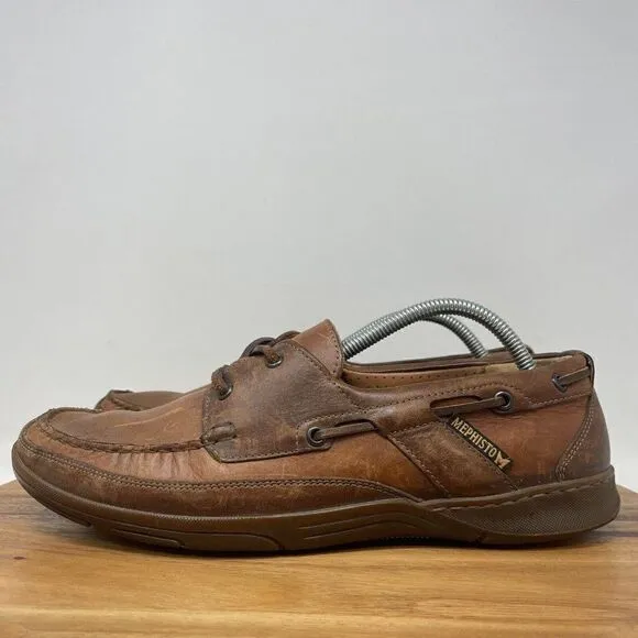 Mephisto Boat Shoes Men's 11 Spinnaker Tan Brown Leather Cool-Air Moccasins