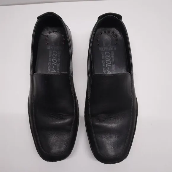 Mephisto Cool-Air Black Leather Slip-on Driving Loafers Shoes Men Size 9