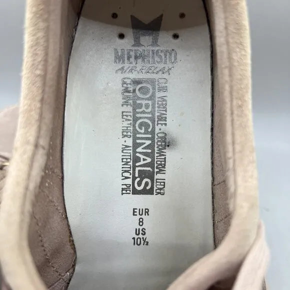 Mephisto Lady Originals Tuxedo Oxford Women Size 10.5 Beige Pink Suede Low Shoes