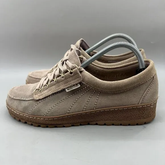 Mephisto Lady Originals Tuxedo Oxford Women Size 10.5 Beige Pink Suede Low Shoes