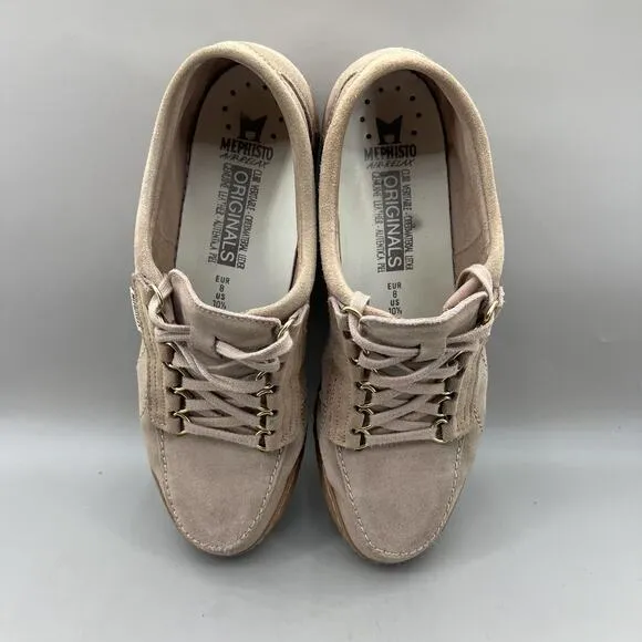 Mephisto Lady Originals Tuxedo Oxford Women Size 10.5 Beige Pink Suede Low Shoes