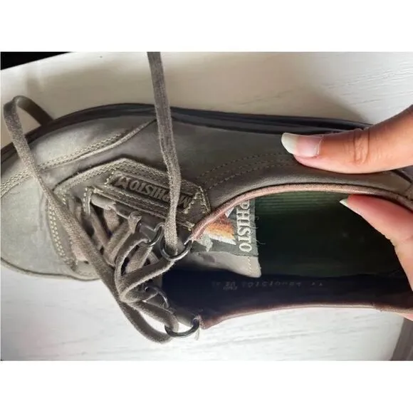 Mephisto Runoff Walking Shoes Gray Leather Size Women's 8.5 Made in France.