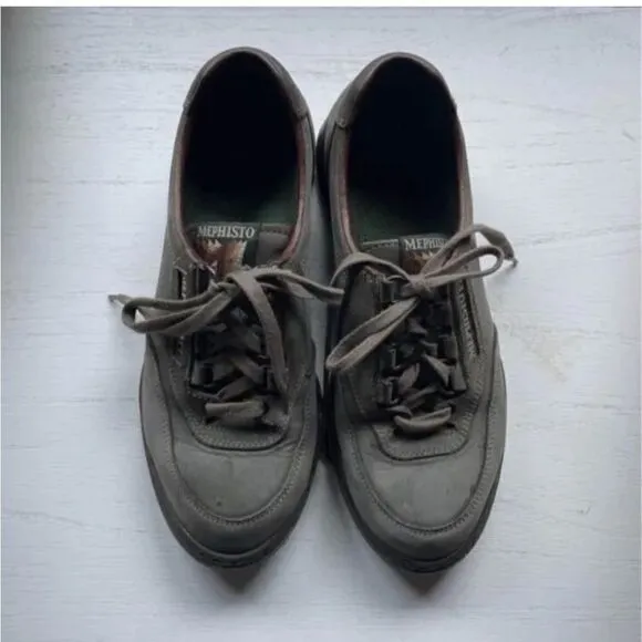 Mephisto Runoff Walking Shoes Gray Leather Size Women's 8.5 Made in France.