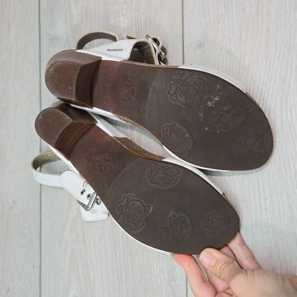 Mephisto Women Ankle Leather Heels Sandals shoes sz 38/8