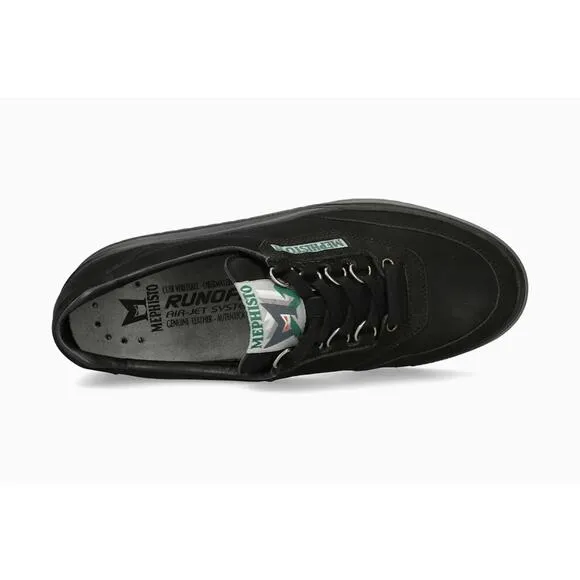 Mephisto Womens Rush Nubuck Leather Sneaker - Black Nomad NEW