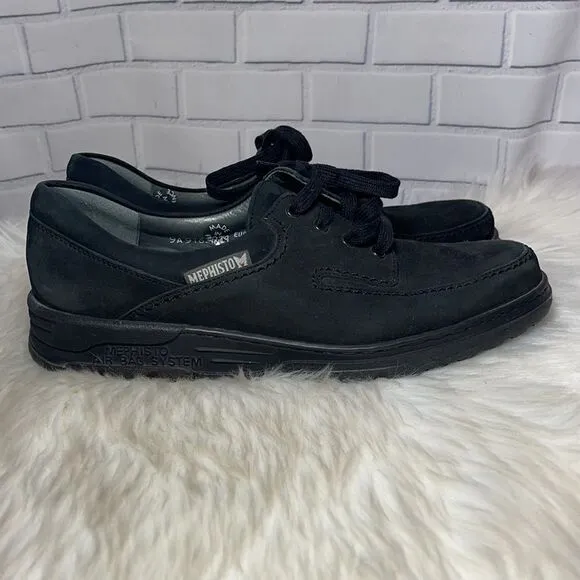 Mephisto City Hiker Black Suede Lace Up Shoes Sz 1