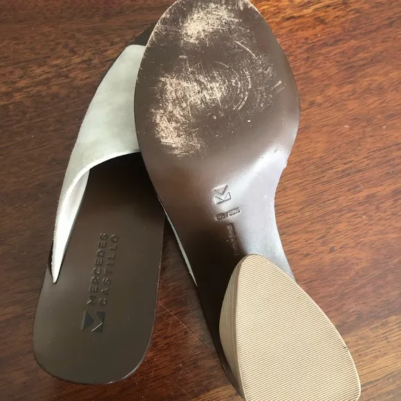 Mercedes Castillo Cream Women's heeled sandals suede size 8.5