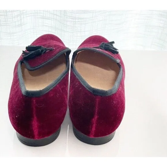 Merlutti Burgundy Black Velvet Tassel Prom Wedding‎ Loafers Shoes Size 14