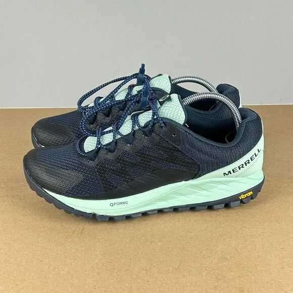 Merrell Antora 2 Trail Running Athletic Shoes Womens 9 Blue Green Vibram Sole